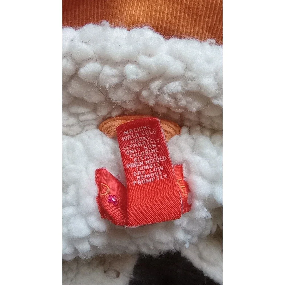 Children's Place Girls XS (4)  Orange Corduroy Jacket With Faux Shearling Lining